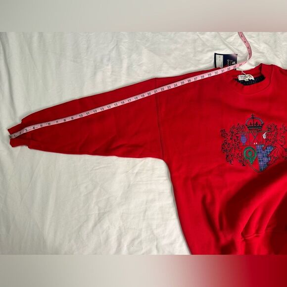 Vintage 80s 90s Pringle Sports Red Crest Sweatshirt Hong Kong Unisex NWT Sz L - Picture 9 of 10
